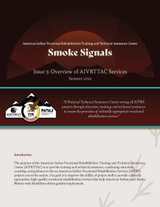 This photo is the front page of the Overview of AIVRTTAC Services Smoke Signals Practice Guide – Smoke Signals that depicts the AIVRTTAC logo of an eagle holding 5 arrows flying through a circle next to the title of the Smoke Signals publication.